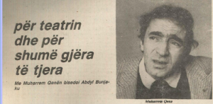 Fotografi nga revista Fjala, 1 janar 1982, Intervistë me Muharrem Qenën.