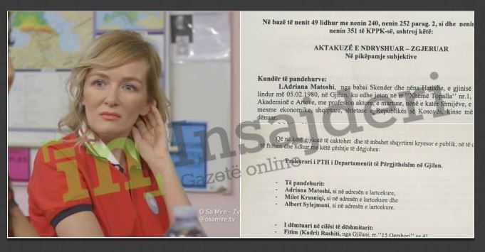DETAJET E AKTAKUZËS NDAJ AKTORES ARDIANA MATOSHI DHE BASHKËSHORTIT TË SAJ