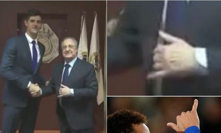 Të gjithë po flasin për gjestin që bëri Perezi gjatë prezantimit të Courtois (FOTO)
